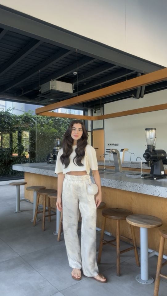 Marka muadil İpek saten yansıma desenli pantolon