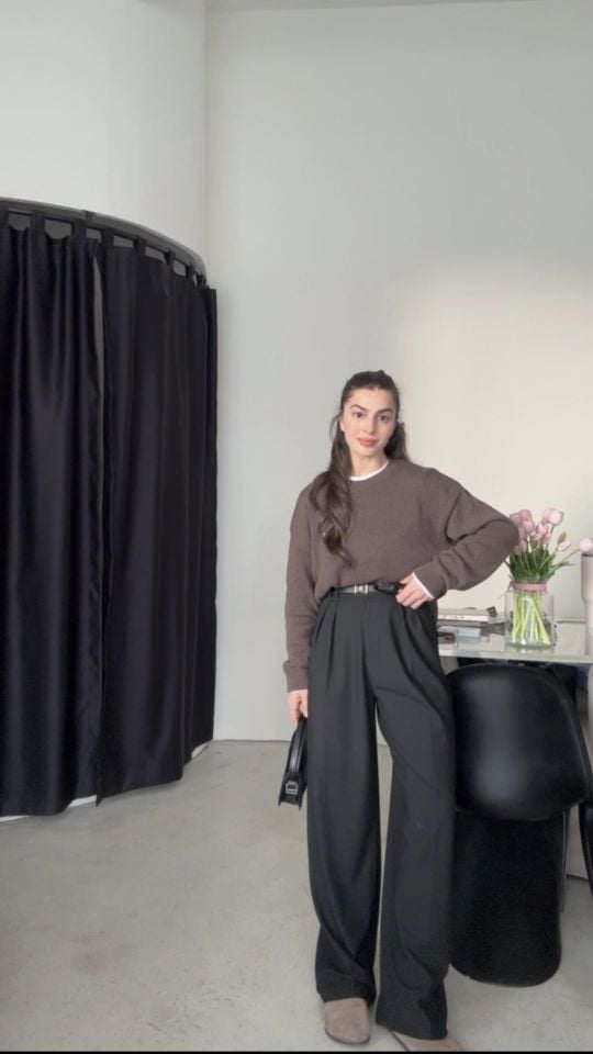 Karol kemer köprülü siyah palazzo