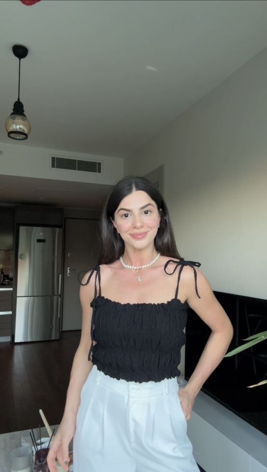 Askı bağcıklı prenses bluz