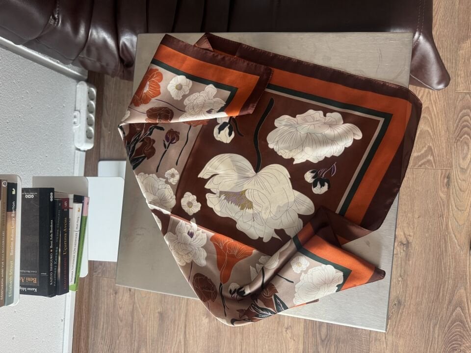 Orange geçişli ipek fular