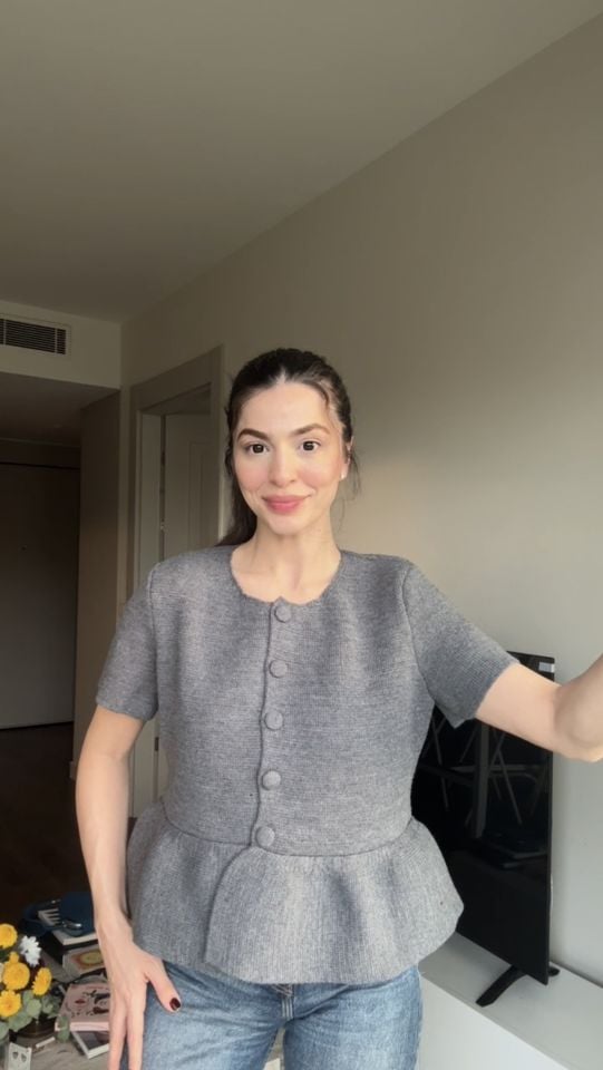 Düğmeli gri prensen kazak