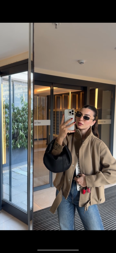 Premıum içi astarlı dik yaka dolgun ceket