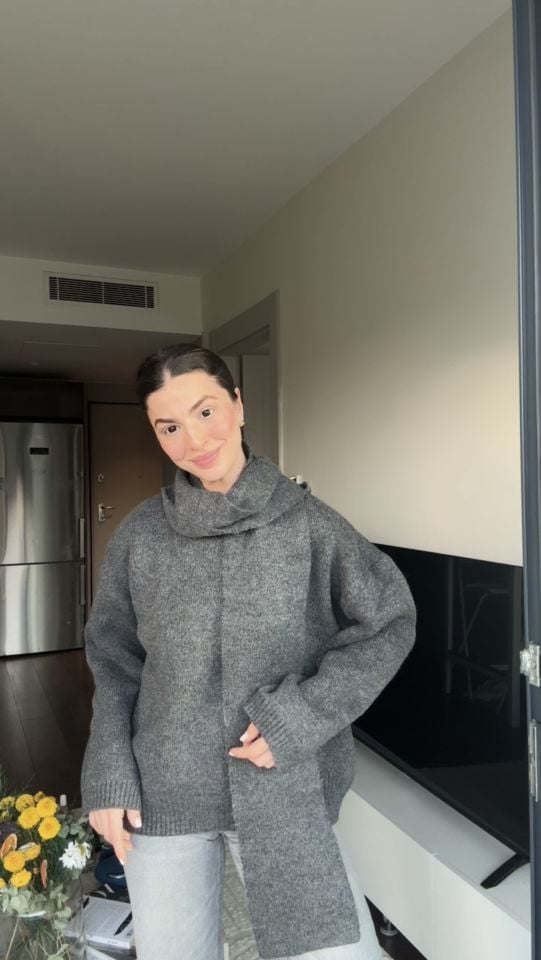 Antrasit bağımsız şallı kazak