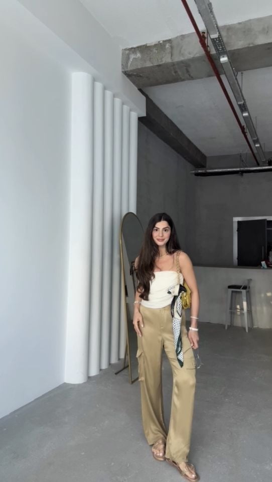 İpek saten yağ yeşili premıum pantolon