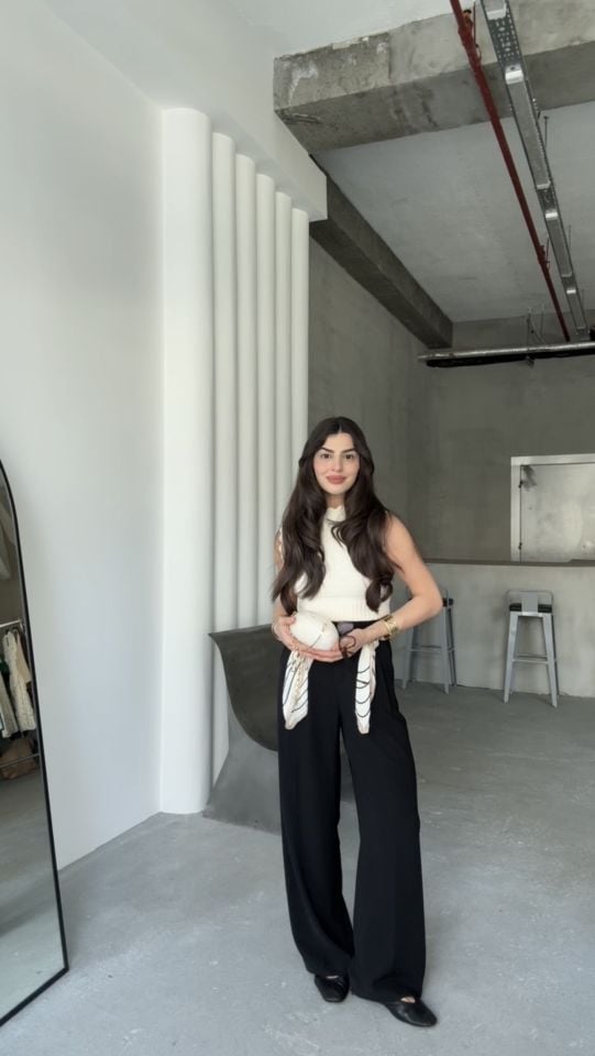 Dökümlü premıum arkası lastikli siyah palazzo