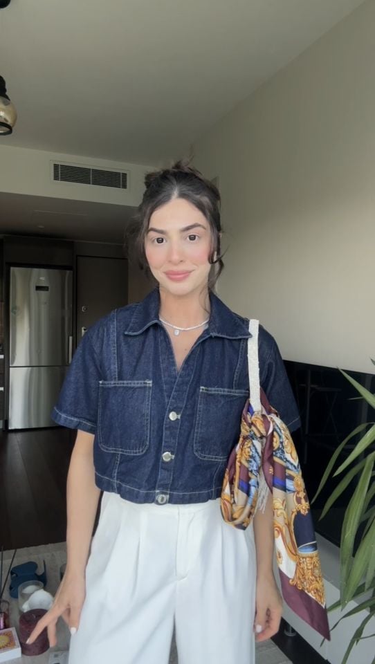 Orjinal marka yıkamalı jean bluz