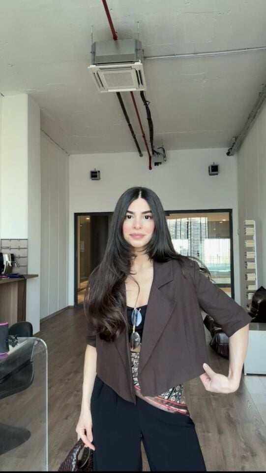 Acı kahve kumaş astarlı keten ceket