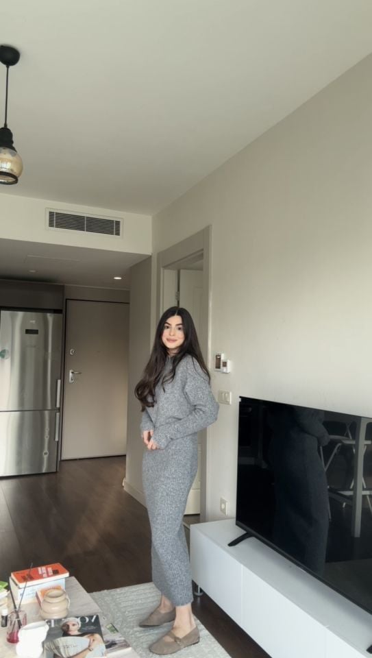 Antrasit gri triko Dilvin elbise