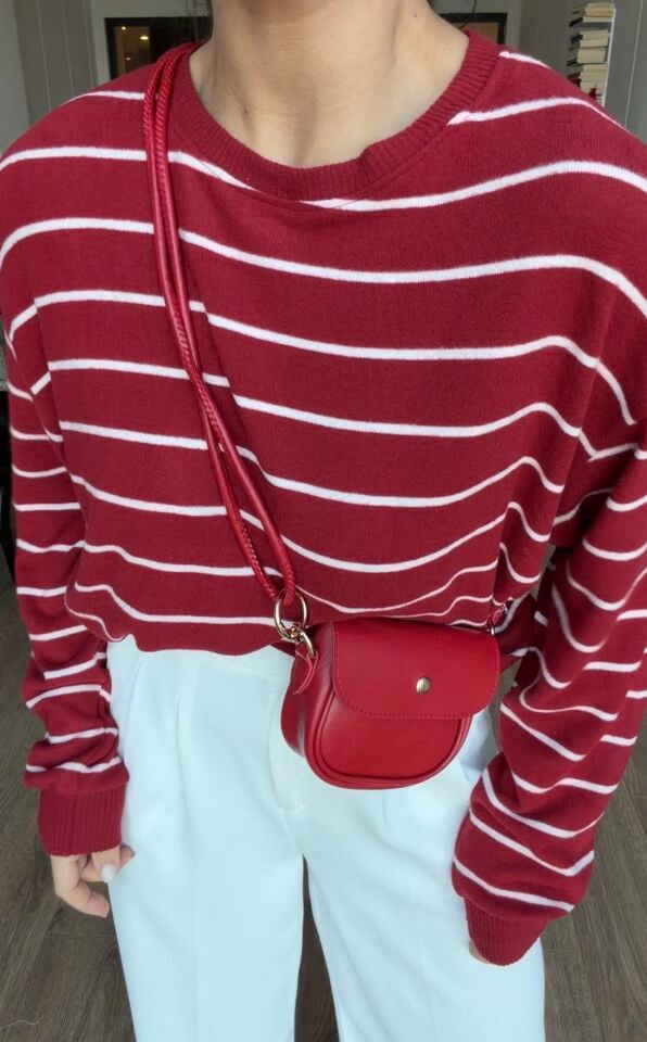 Kırmızı mini tote çanta