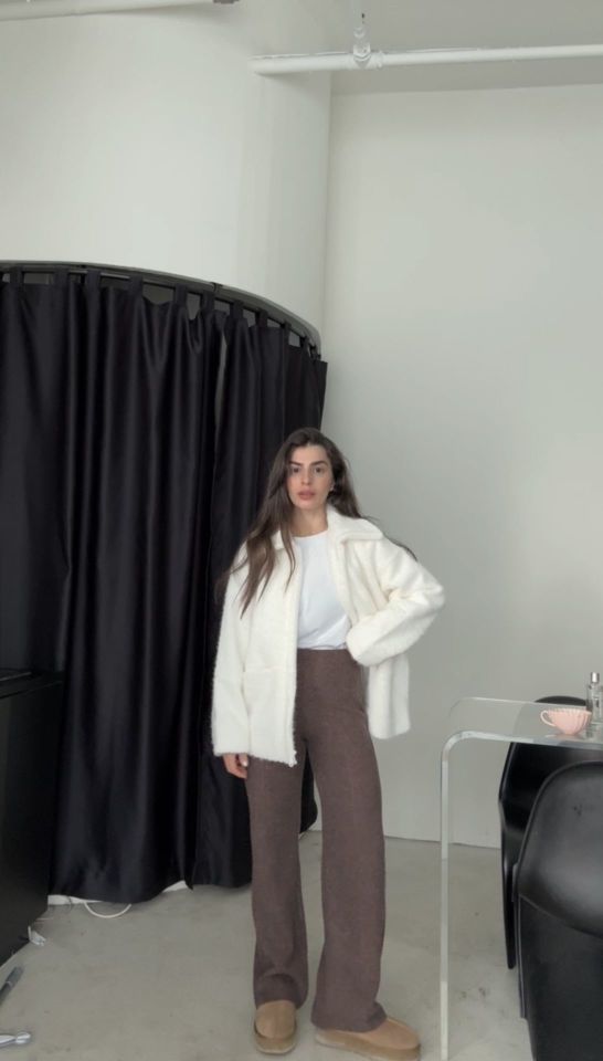 Dilvin yumoş kahve dokulu triko pantolon