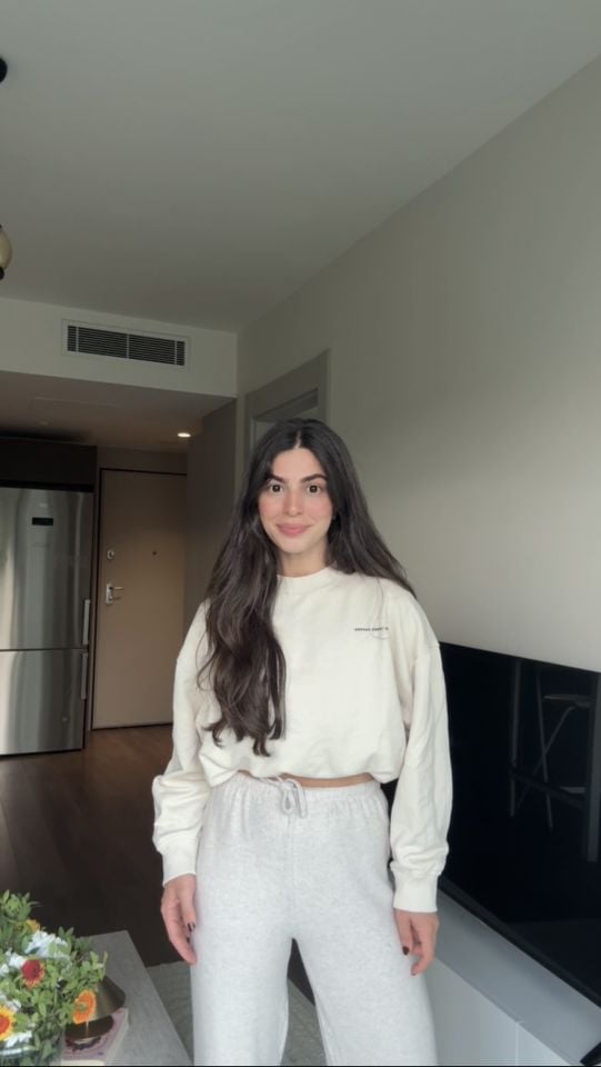 Krem bağcıklı yumoş pantolon