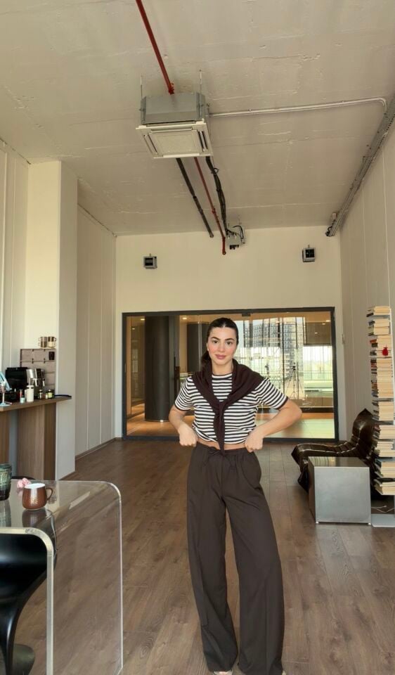 Acı kahve karol bağcıklı pantolon