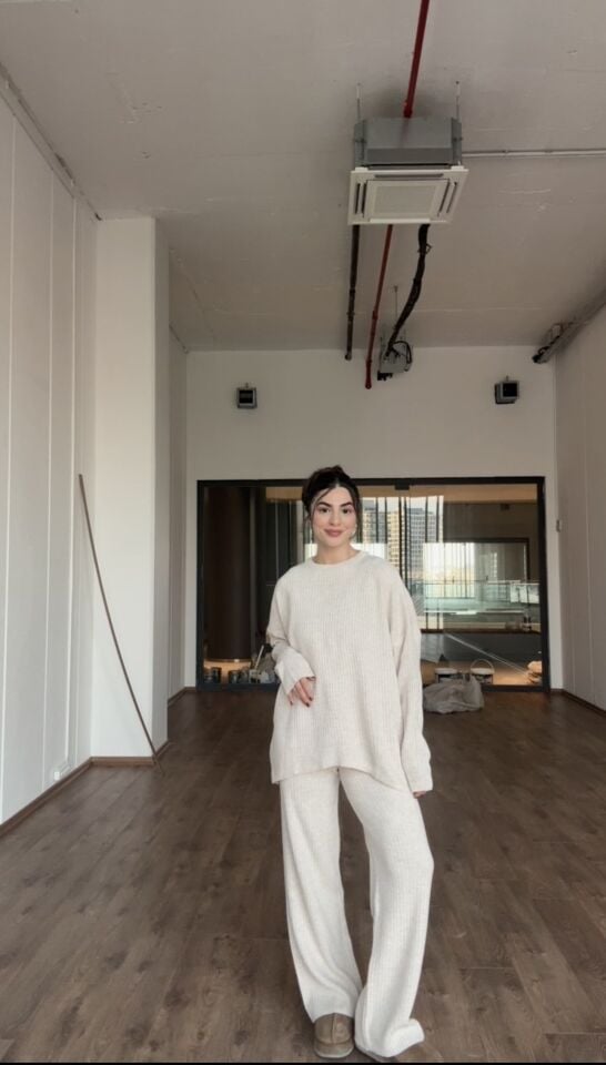 Taş rengi fitilli rahat takım