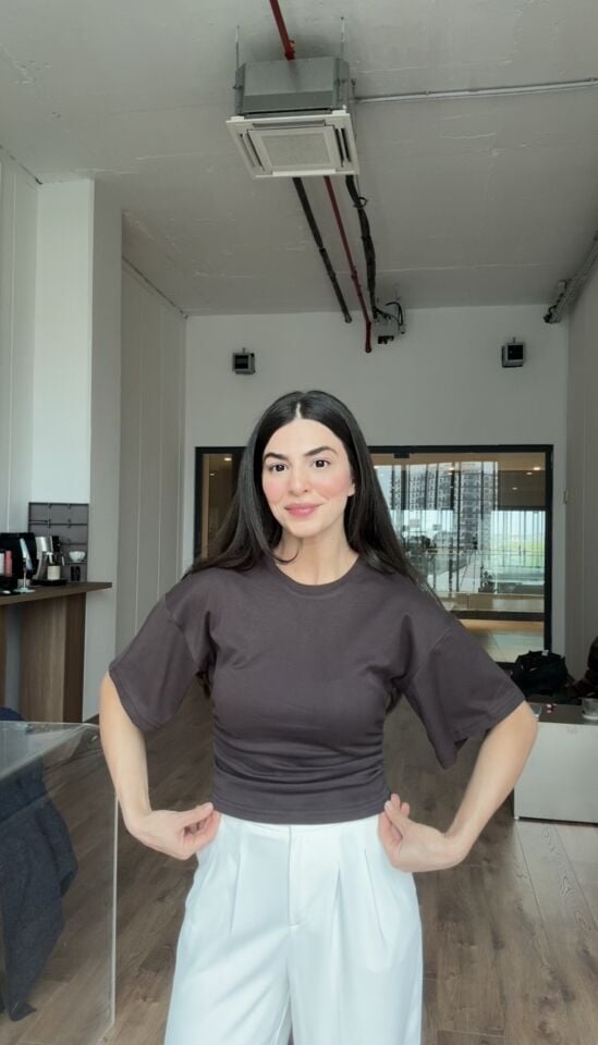Yan büzgülü pamuklu basic