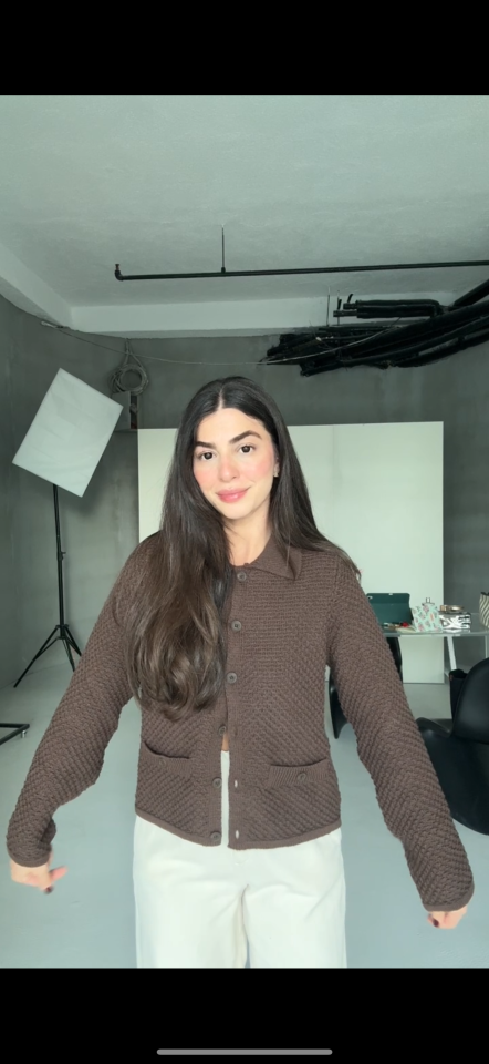 Orjinal marka kahve düğmeli hırka kazak