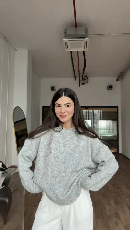 Bisiklet yaka gri melanj kazak