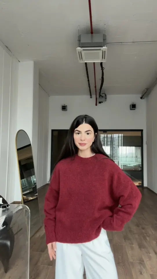 Bisiklet yaka vişne çürüğü kazak