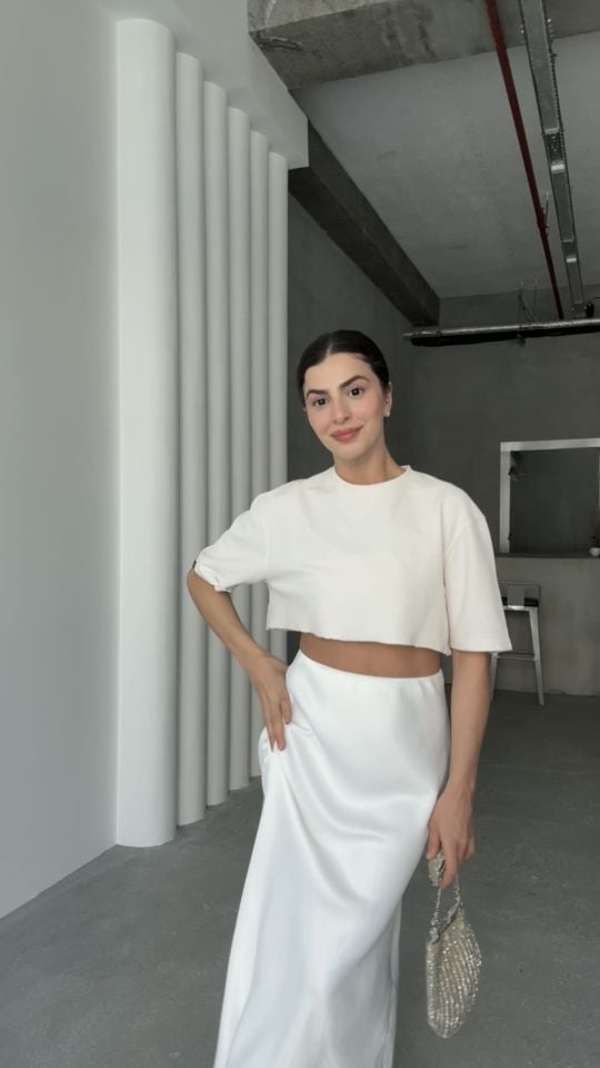 İpek saten tok dokulu etek