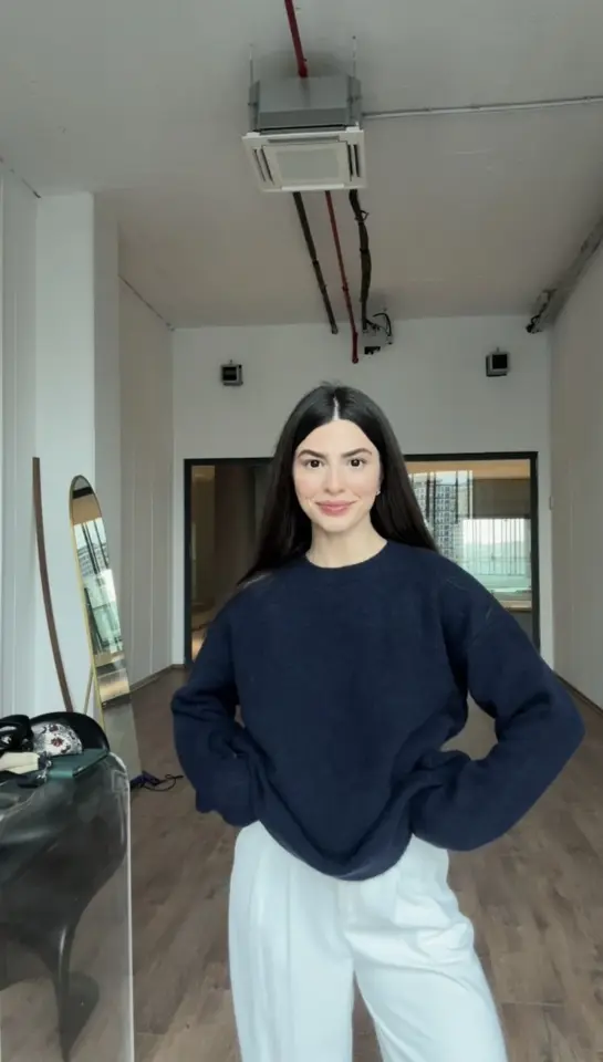 Bisiklet yaka lacivert kazak